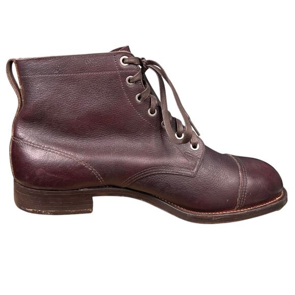 Vintage 1946 Swedish Army M/39 Brown Leather Cap Toe Boots Size 47 US 13 A main image 13
